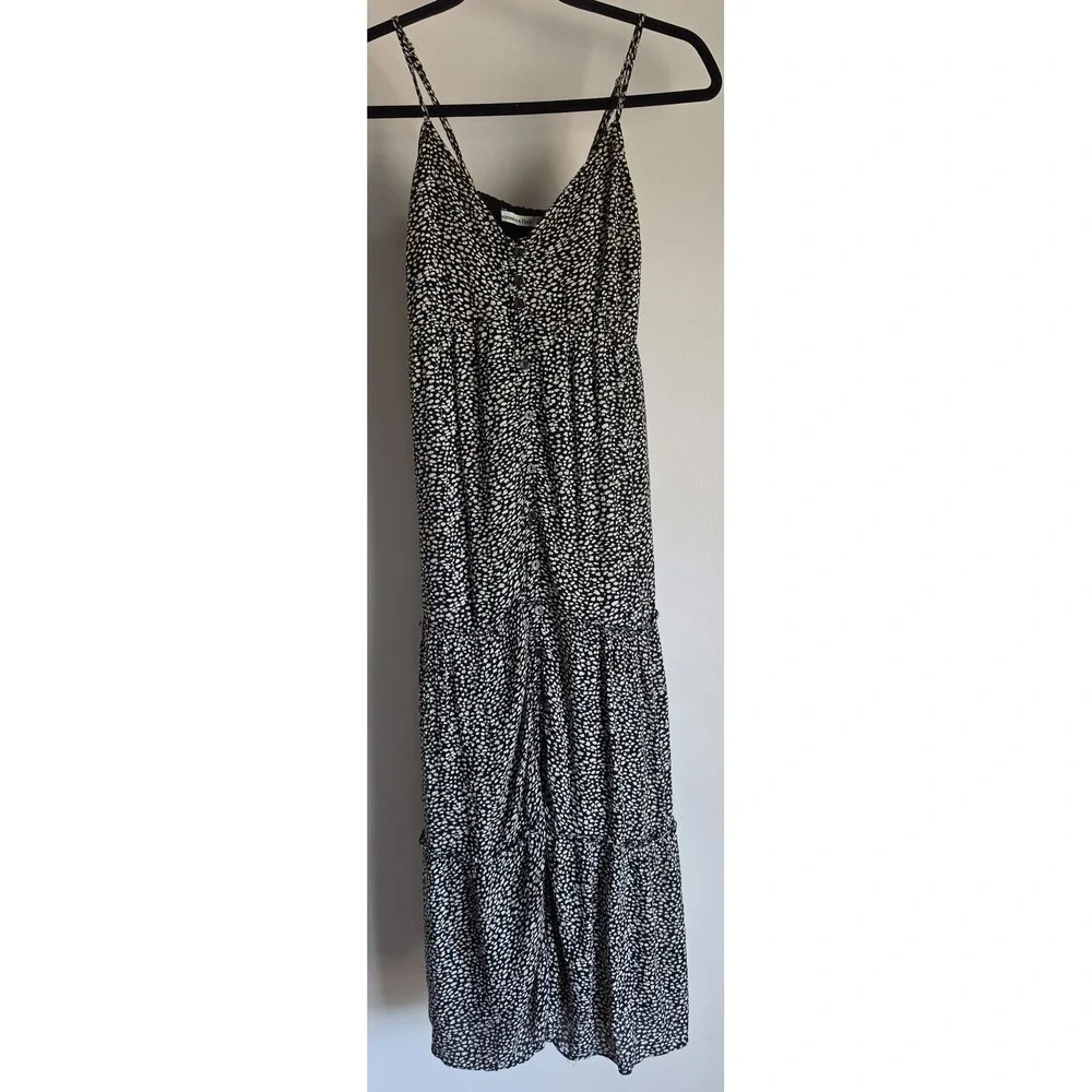 Abercrombie & Fitch Maxi Dress XS Sleeveless V-Neck Black White Polka Dot Boho